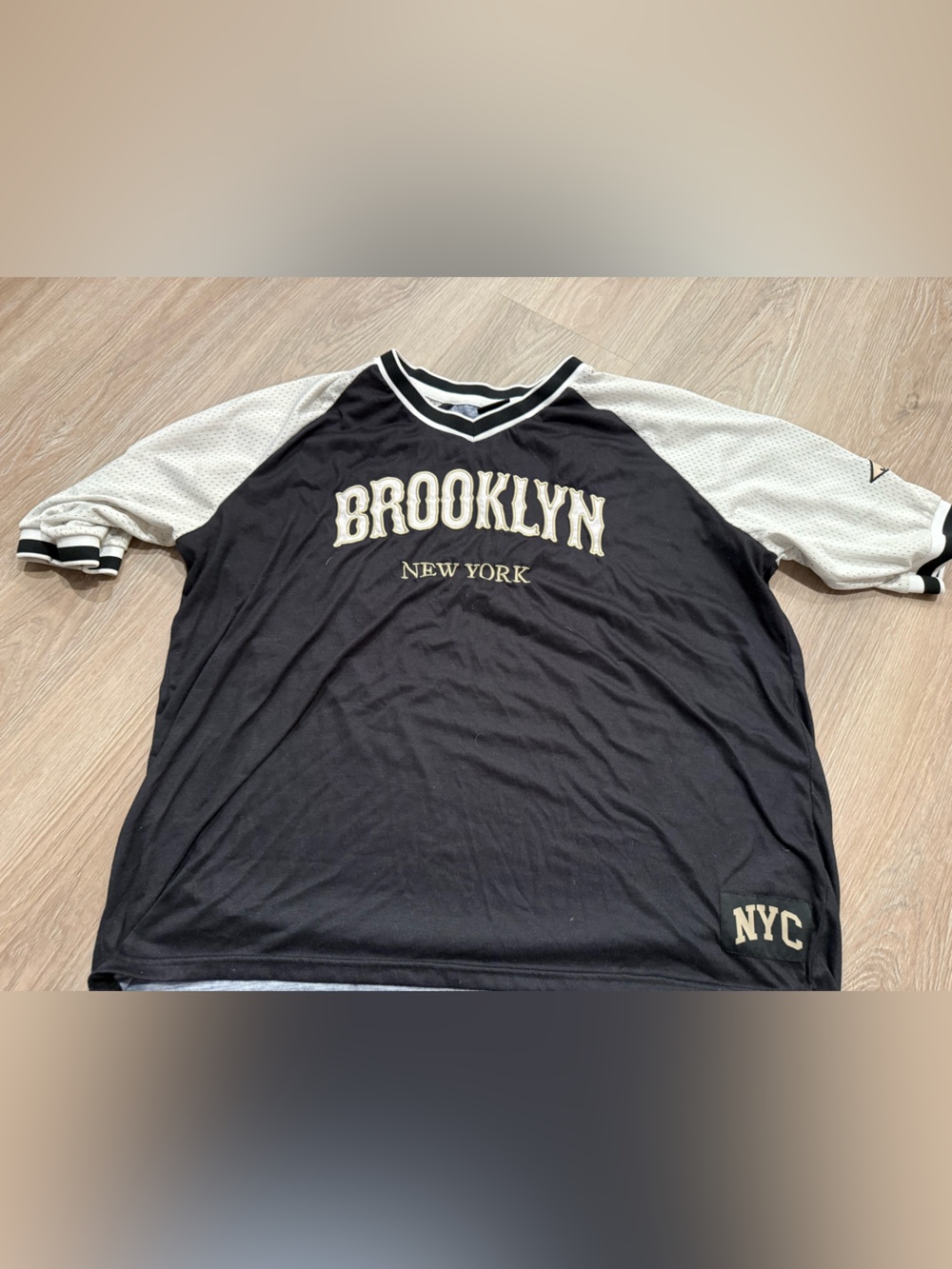 Cotton On Black & White Raglan Brooklyn Tee